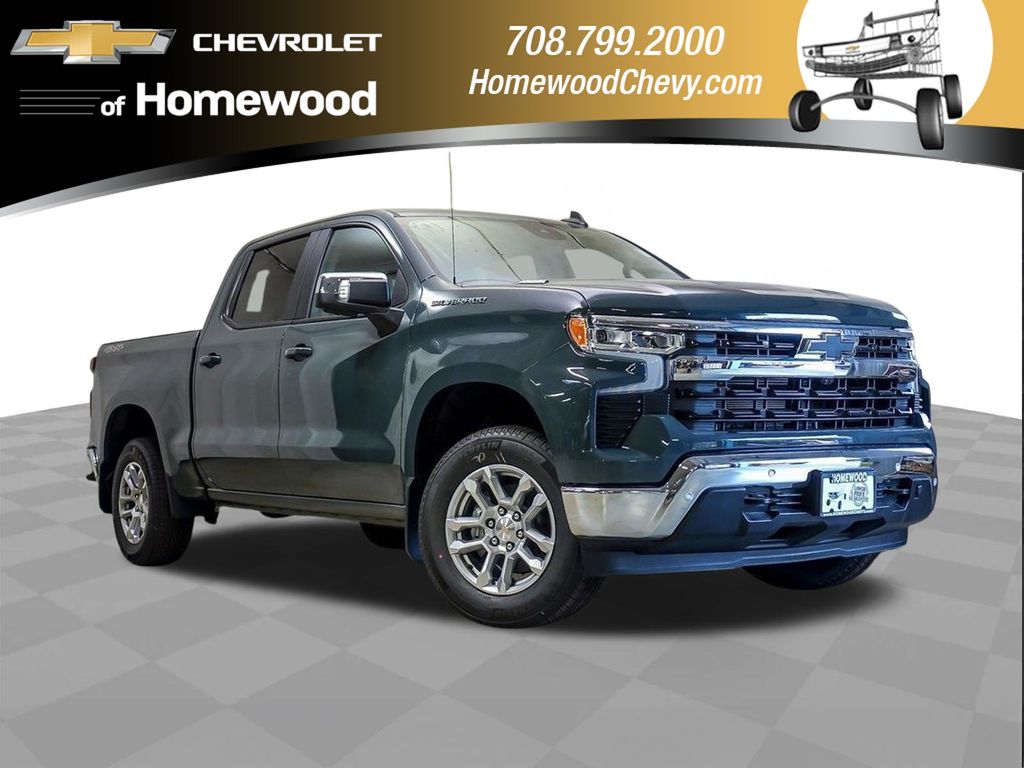 Cypress Gray 2025 Chevrolet Silverado 1500 LT Crew Cab 4WD Pickup Truck Four-Wheel Drive Automatic