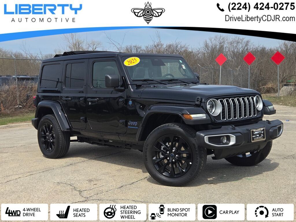 Black Clearcoat 2025 Jeep Wrangler 4xe Sahara 4WD SUV / Crossover Four-Wheel Drive 8-Speed Automatic