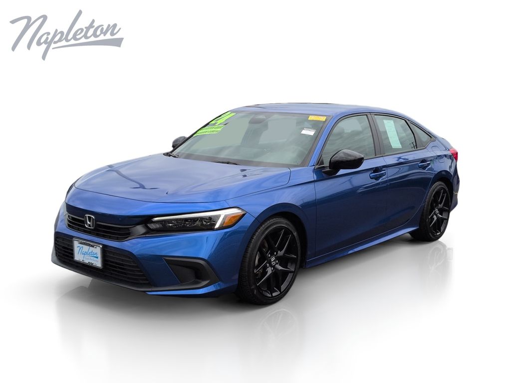 Aegean Blue Metallic 2024 Honda Civic Sedan Front-Wheel Drive Continuously Variable Transmission