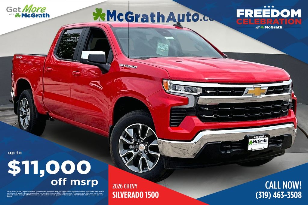 Red Hot 2026 Chevrolet Silverado 1500 Pickup Truck Four-Wheel Drive Automatic