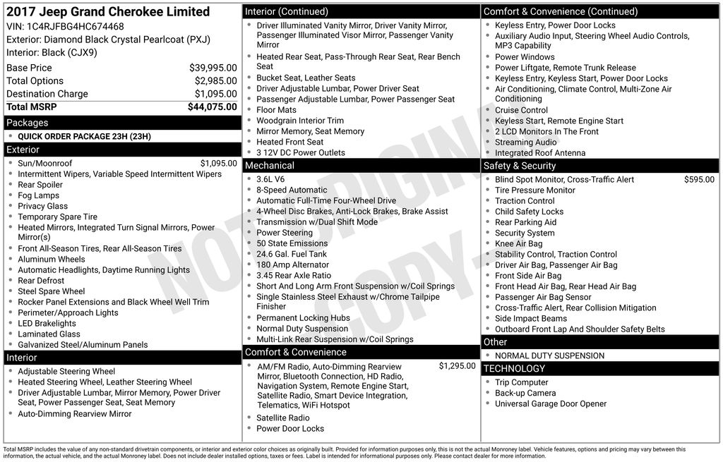 Used Car 2017 Jeep Grand Cherokee  Limited For Sale Under $15,000 In Austin, Texas