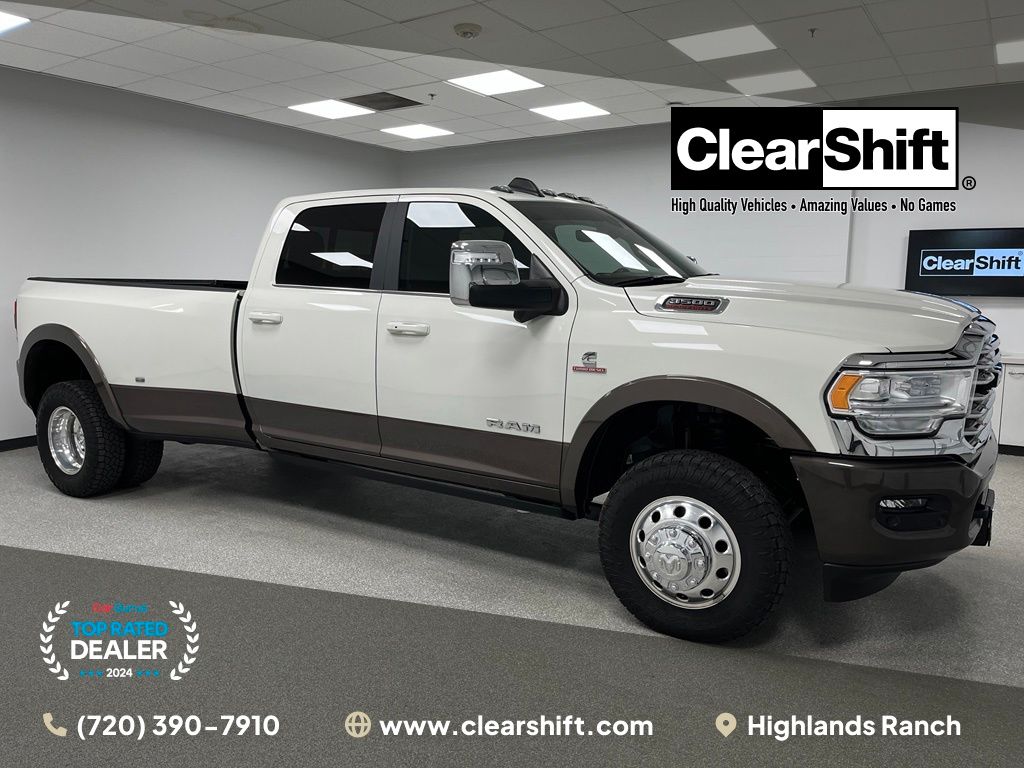 Pearl White 2024 RAM 3500 Pickup Truck Four-Wheel Drive 6-Speed Automatic