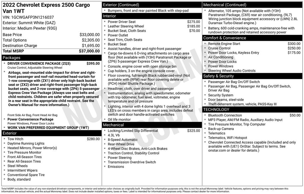 Used 2022 Chevrolet Express 2500 Van