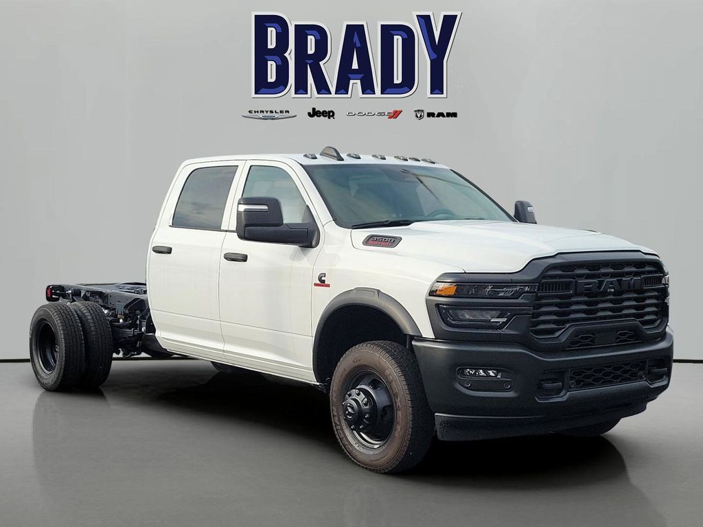 Bright White Clearcoat 2026 RAM 3500 Chassis Tradesman Crew Cab LB DRW RWD Pickup Truck 4X2 8-Speed Automatic