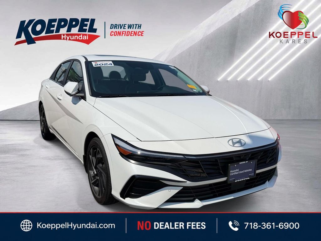 Serenity White 2024 Hyundai Elantra Sedan Front-Wheel Drive Continuously Variable Transmission