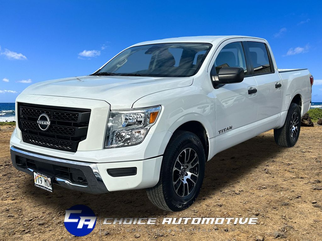 Glacier White 2023 Nissan Titan Pickup Truck Four-Wheel Drive 9-Speed Automatic