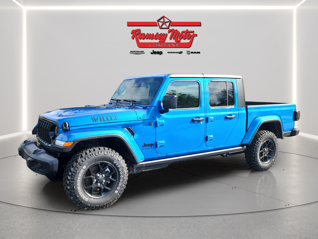 Hydro Blue Pearlcoat 2026 Jeep Gladiator Willys '41 4dr Crew Cab 4WD Pickup Truck Four-Wheel Drive 8-Speed Automatic