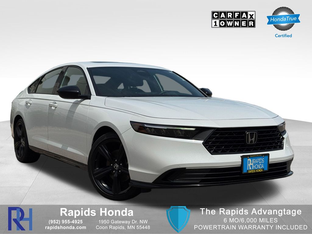 Platinum White Pearl 2025 Honda Accord Hybrid Sport-L FWD Sedan Front-Wheel Drive Continuously Variable Transmission