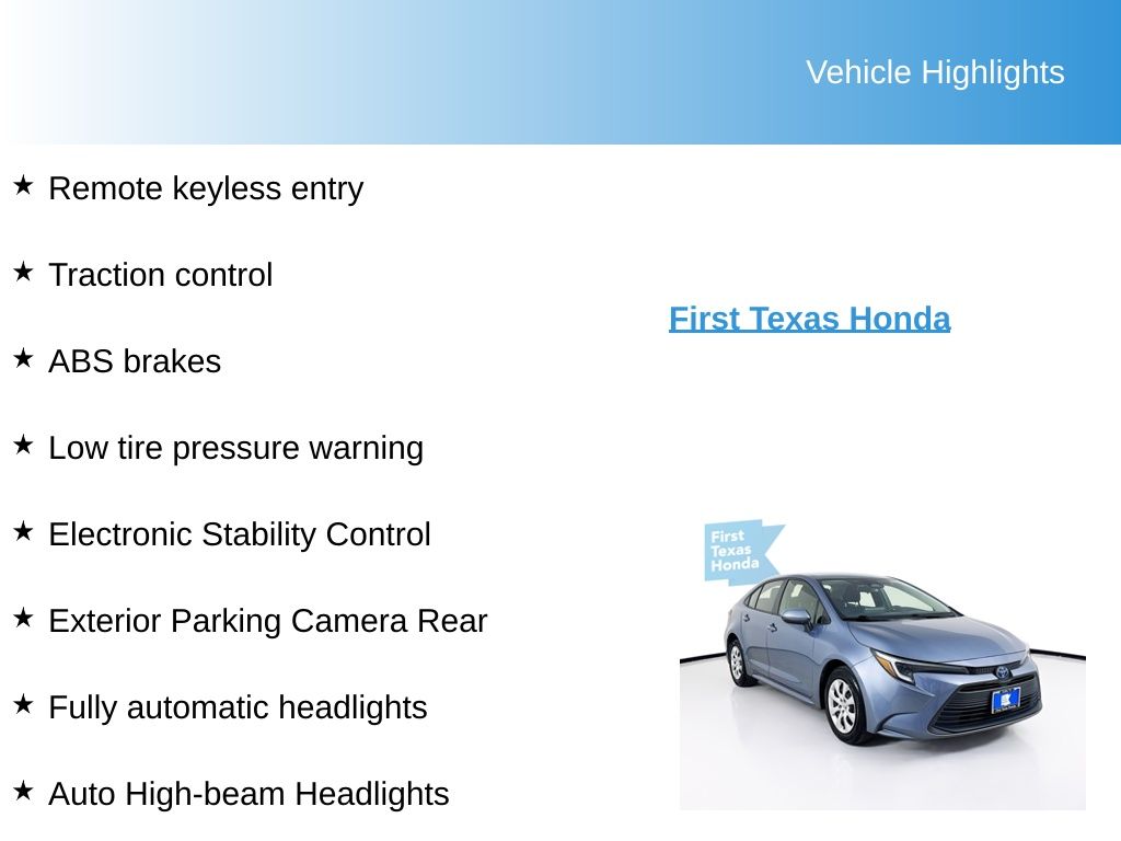 Used Car 2023 Toyota Corolla Hybrid  Le For Sale Under $25,000 In Austin, Texas
