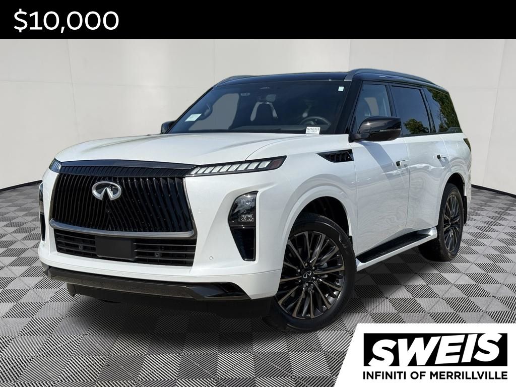 Radiant White/Black Obsidian 2026 INFINITI QX80 SUV / Crossover All-Wheel Drive 9-Speed Automatic