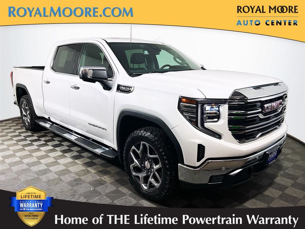 White Frost Tricoat 2025 GMC Sierra 1500 SLT Crew Cab 4WD Pickup Truck Four-Wheel Drive Automatic