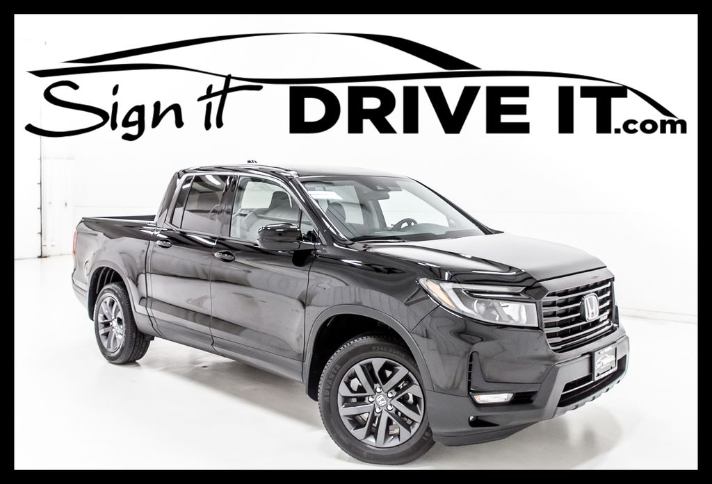 Black 2023 Honda Ridgeline Sport AWD Pickup Truck All-Wheel Drive 9-Speed Automatic