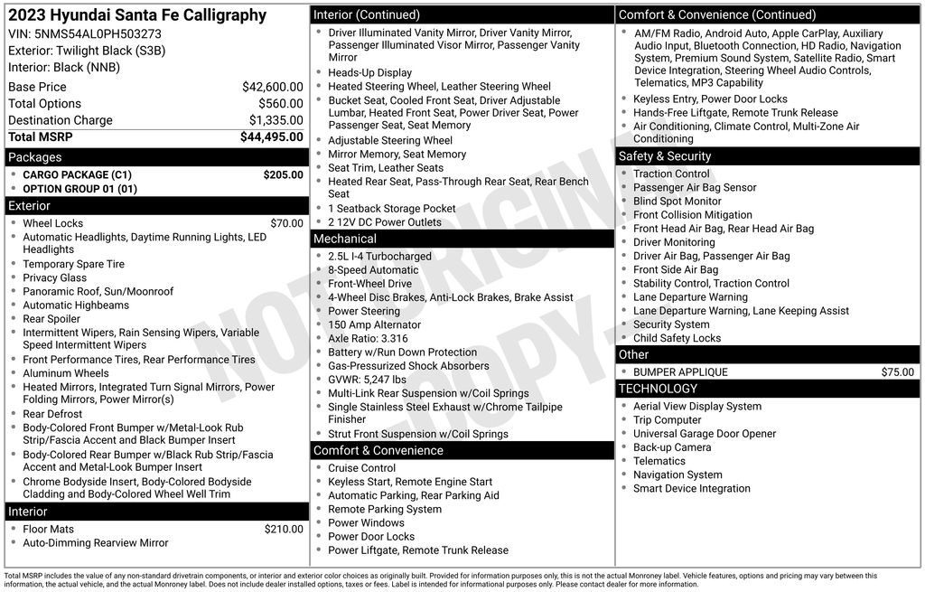 Used Car 2023 Hyundai Santa Fe  Calligraphy For Sale Under $30,000 In Austin, Texas