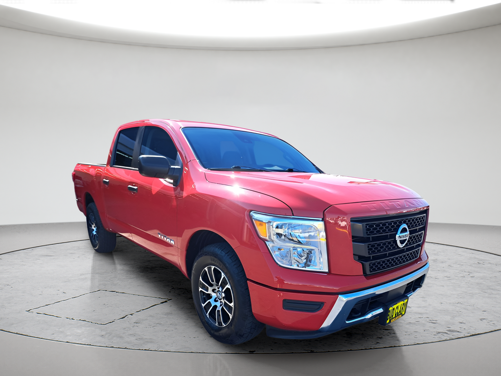 Red Alert 2022 Nissan Titan Pickup Truck Four-Wheel Drive 9-Speed Automatic