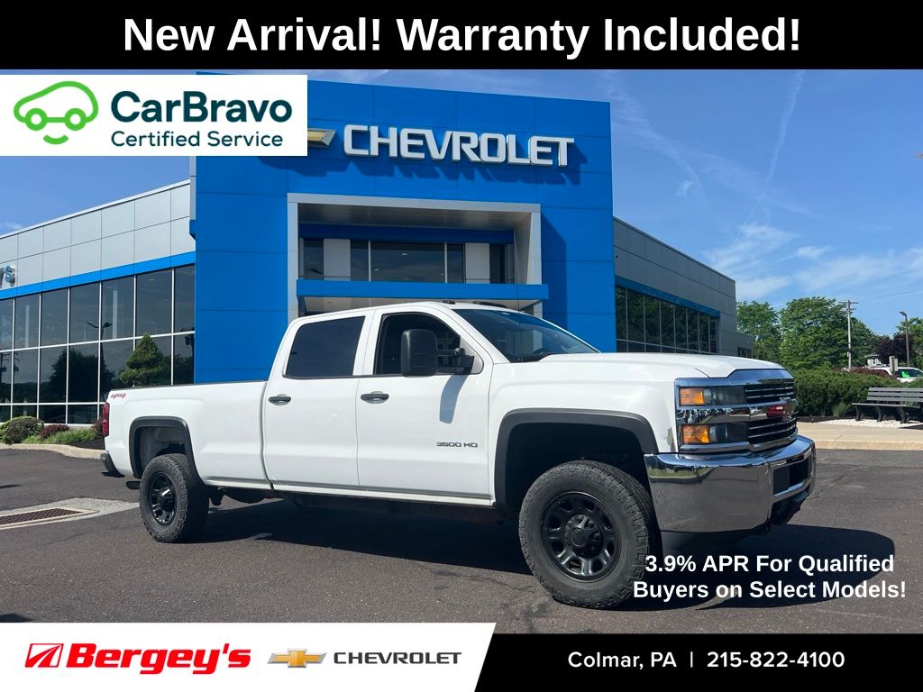 Summit White 2015 Chevrolet Silverado 3500HD Work Truck Crew Cab 4WD Pickup Truck Four-Wheel Drive 6-Speed Automatic Overdrive