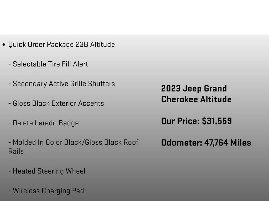 2023 Jeep Grand Cherokee Altitude X White/off-white at Klick Lewis Buick Chevrolet