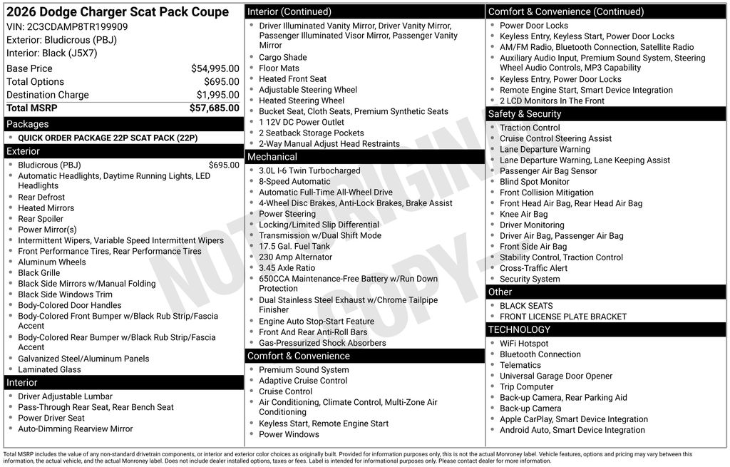 new 2026 Dodge Charger car, priced at $55,954