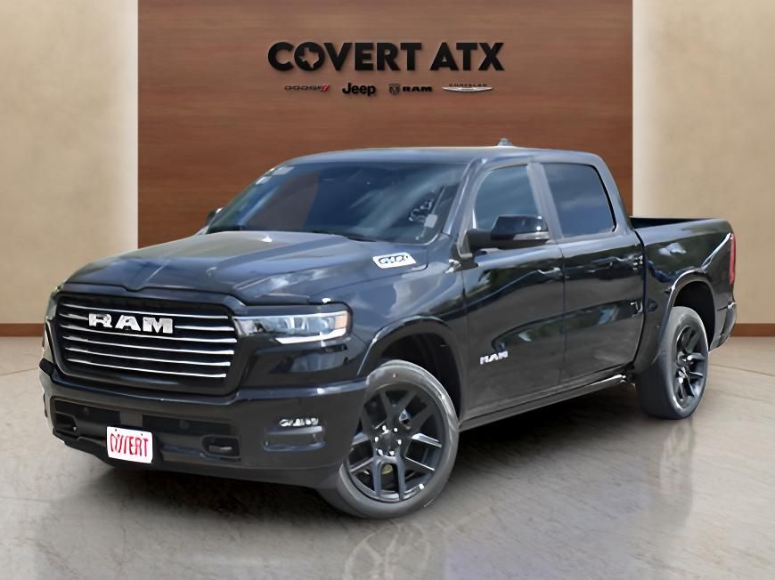 Diamond Black Crystal Pearlcoat 2026 RAM 1500 Laramie Crew Cab 4WD Pickup Truck Four-Wheel Drive 8-Speed Automatic