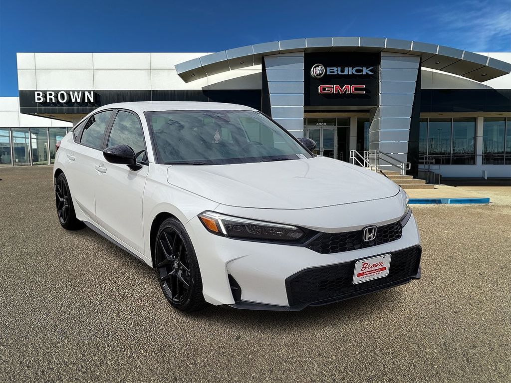 Platinum White Pearl 2025 Honda Civic Hatchback Sport FWD Hatchback Front-Wheel Drive Continuously Variable Transmission