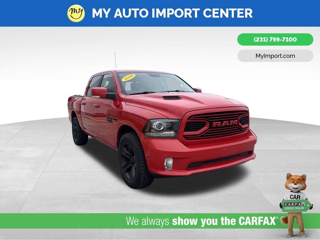 Flame Red Clearcoat 2018 RAM 1500 Pickup Truck Four-Wheel Drive 8-Speed Automatic
