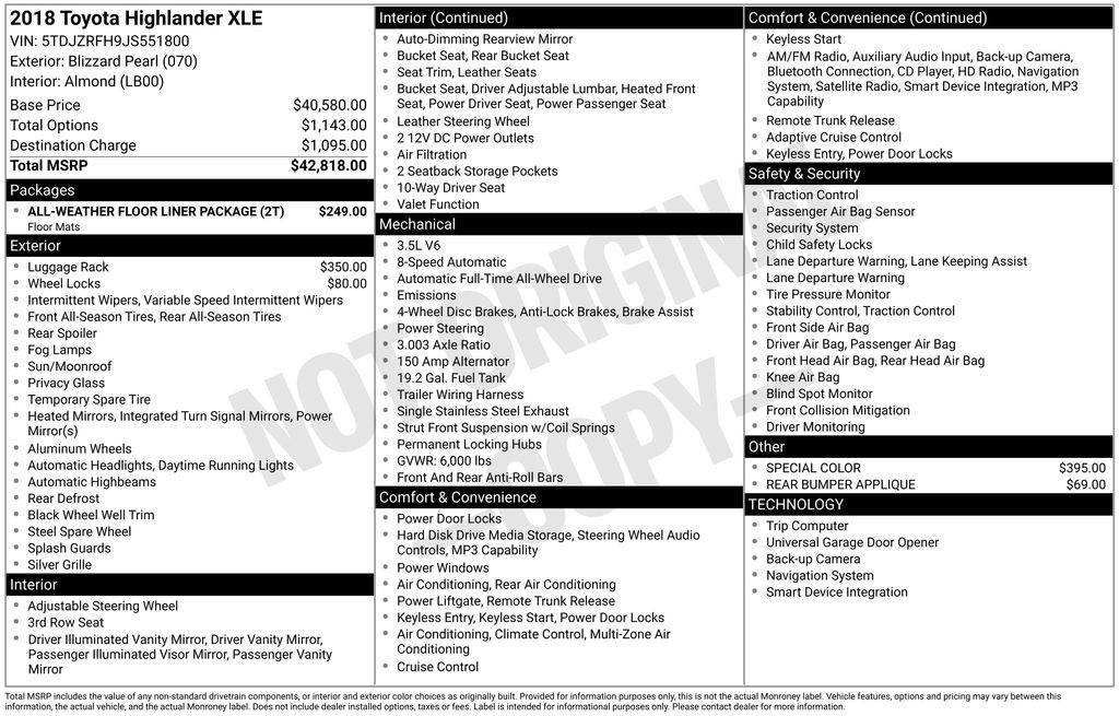 2018 Toyota Highlander XLE 4x4 V6's photo