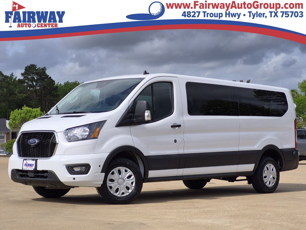 Oxford White 2024 Ford Transit Passenger 350 XLT Low Roof LB RWD Van Rear-Wheel Drive