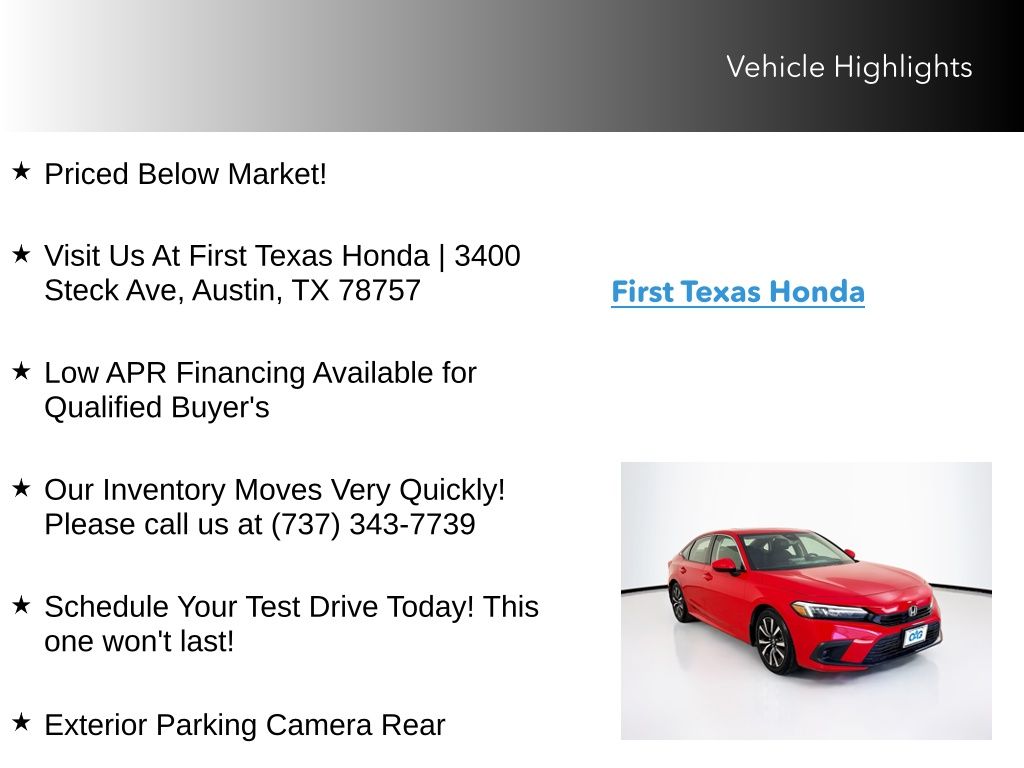 Used Car 2023 Honda Civic  Ex For Sale Under $25,000 In Austin, Texas