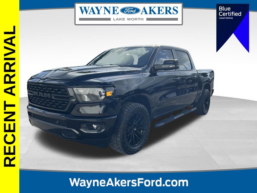 Diamond Black Crystal Pearlcoat 2023 RAM 1500 Big Horn Crew Cab 4WD Pickup Truck Four-Wheel Drive 8-Speed Automatic