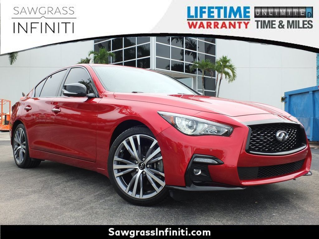 Dynamic Sunstone Red 2023 INFINITI Q50 Sedan All-Wheel Drive 7-Speed Automatic Overdrive