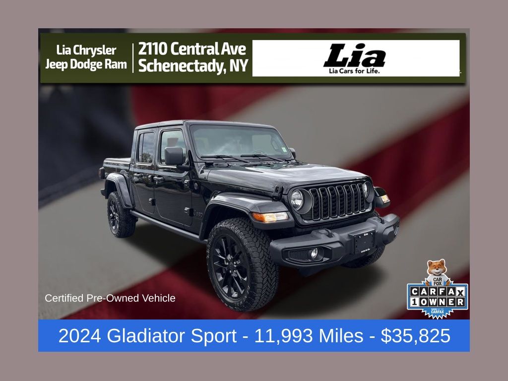 Black Clearcoat 2024 Jeep Gladiator NightHawk Crew Cab 4WD Pickup Truck Four-Wheel Drive 8-Speed Automatic