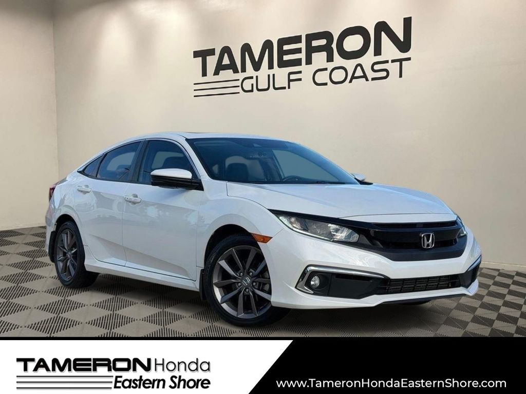 Platinum White Pearl 2021 Honda Civic Sedan Front-Wheel Drive Continuously Variable Transmission