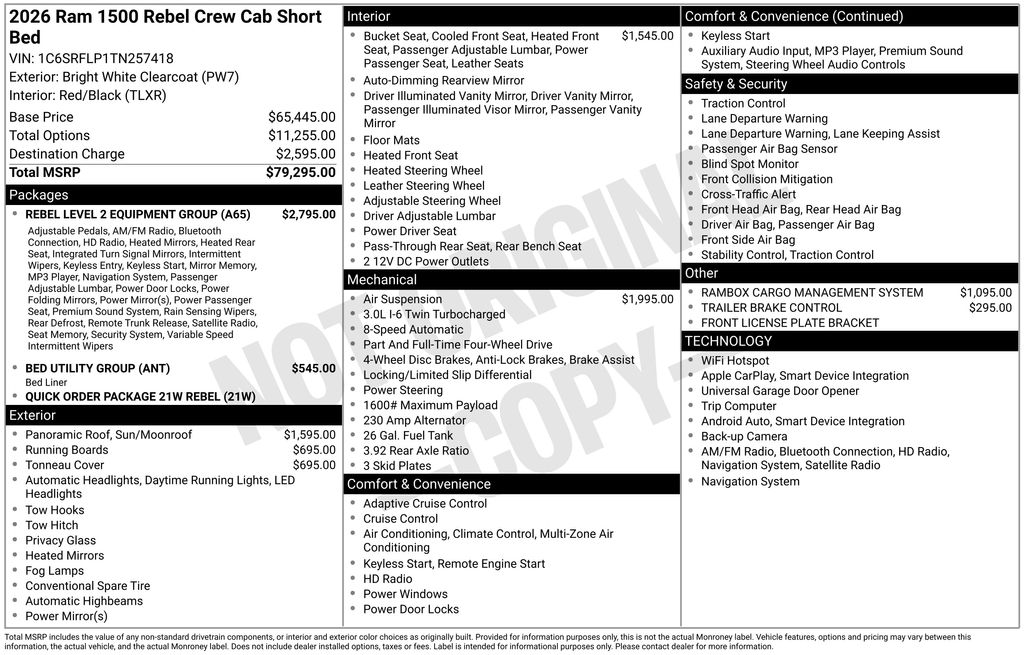 new 2026 Ram 1500 car, priced at $70,069