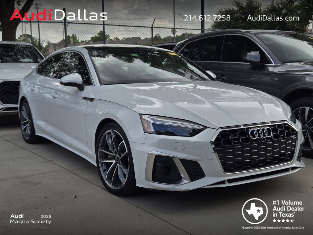 Glacier White Metallic 2023 Audi A5 Sportback quattro Prestige S Line 45 TFSI AWD Sedan All-Wheel Drive 7-Speed Automatic
