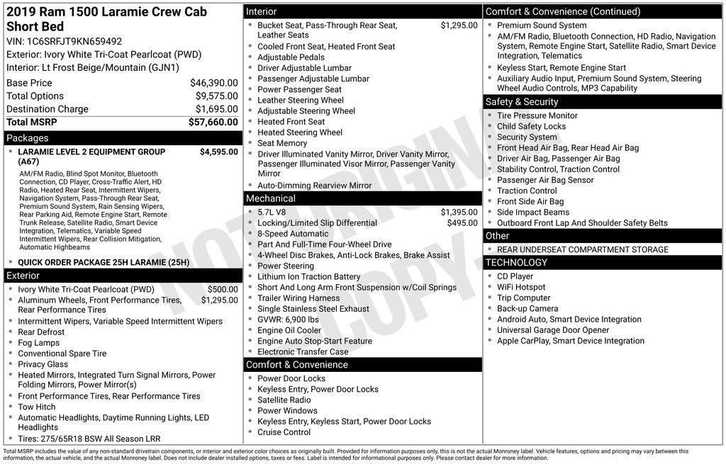 2019 RAM 1500 Laramie Crew Cab 4WD