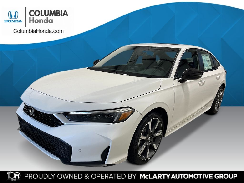 Platinum White Pearl 2026 Honda Civic Hybrid Sedan Front-Wheel Drive Continuously Variable Transmission