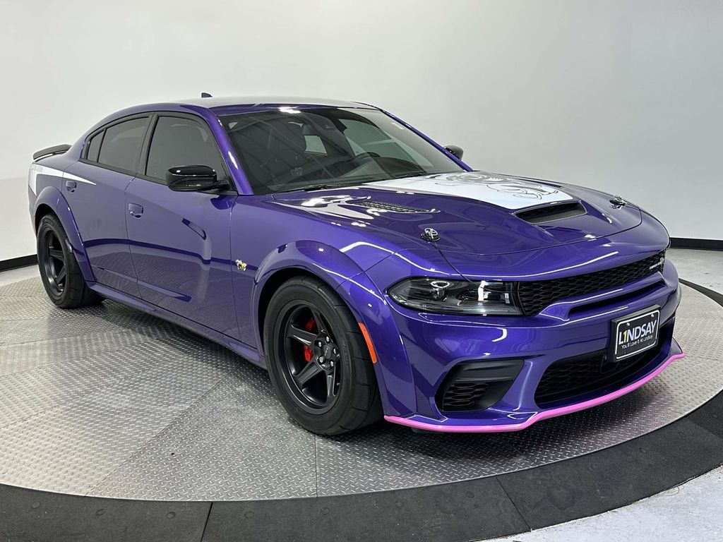 Purple (Plum Crazy Pearlcoat) 2023 Dodge Charger Scat Pack Widebody RWD Sedan Rear-Wheel Drive 8-Speed Automatic