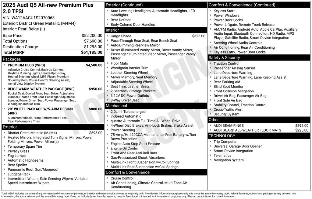 Certified Used 2025 Green Audi 2.0T Premium Plus image 2