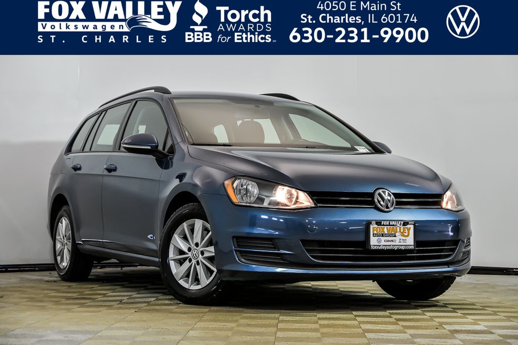 Blue Metallic 2016 Volkswagen Golf SportWagen S Wagon Front-Wheel Drive 6-Speed Automatic