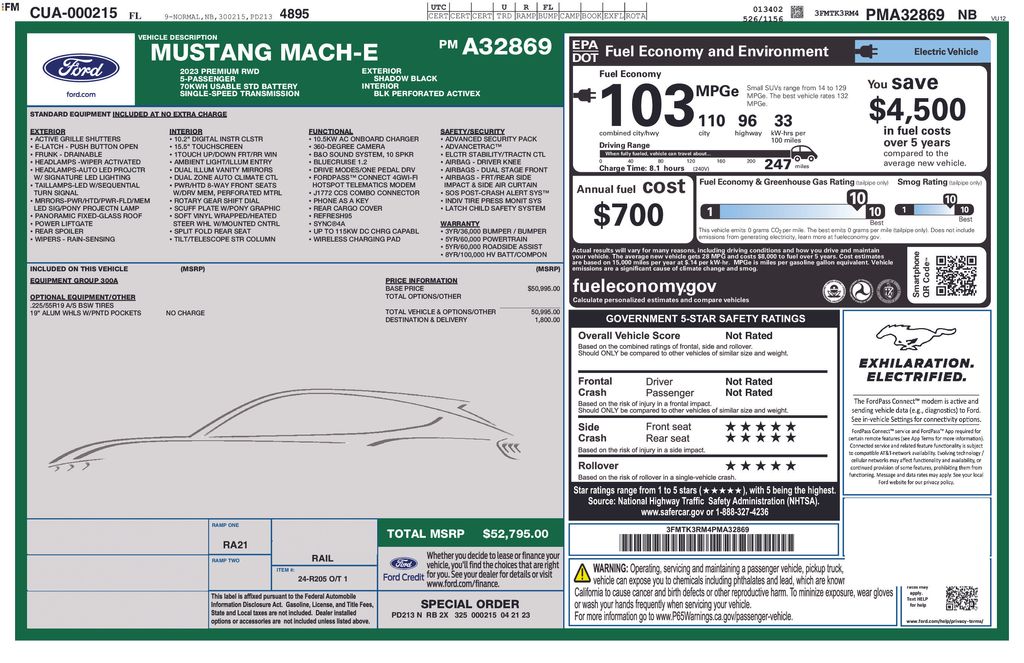 2023 Shadow Black Ford Mustang Mach-E Premium RWD SUV