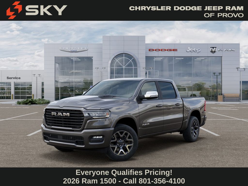 Gray (Granite Crystal Metallic Clearcoat) 2026 RAM 1500 Laramie Crew Cab 4WD Pickup Truck Four-Wheel Drive 8-Speed Automatic