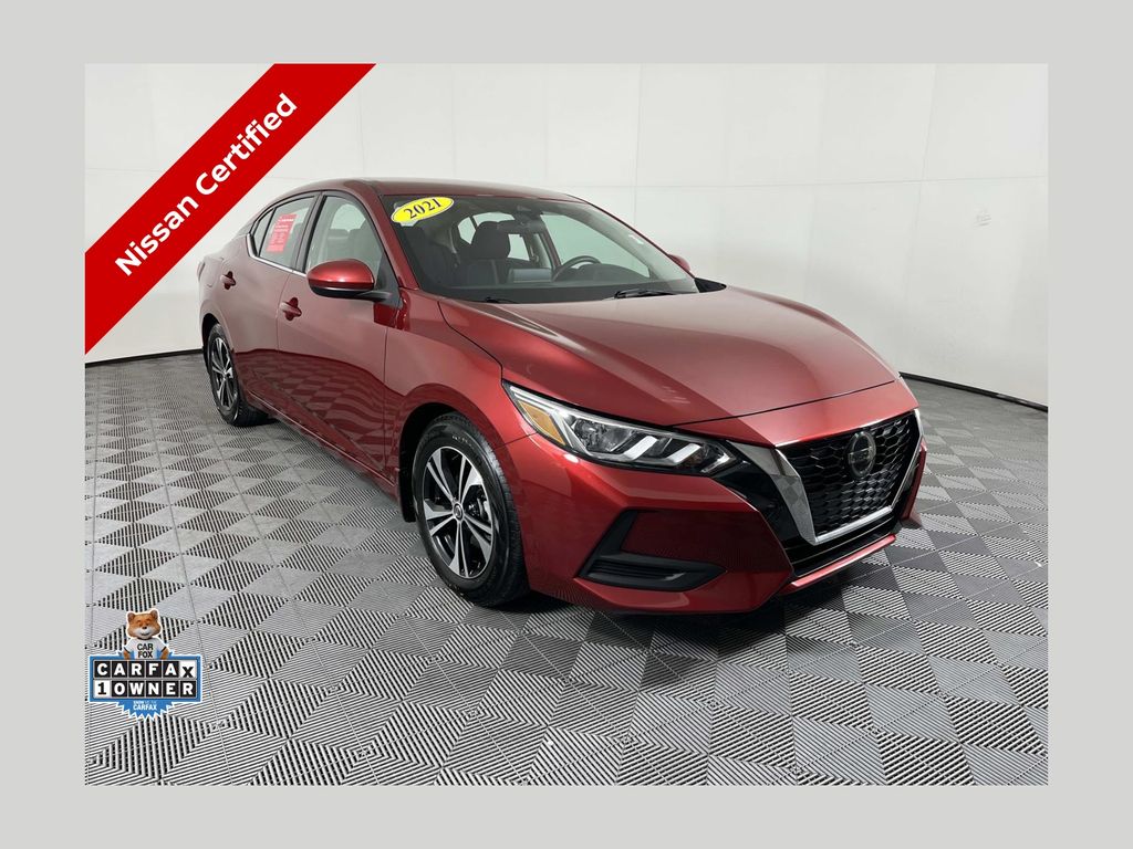 Red (Scarlet) 2021 Nissan Sentra SV FWD Sedan Front-Wheel Drive Continuously Variable Transmission
