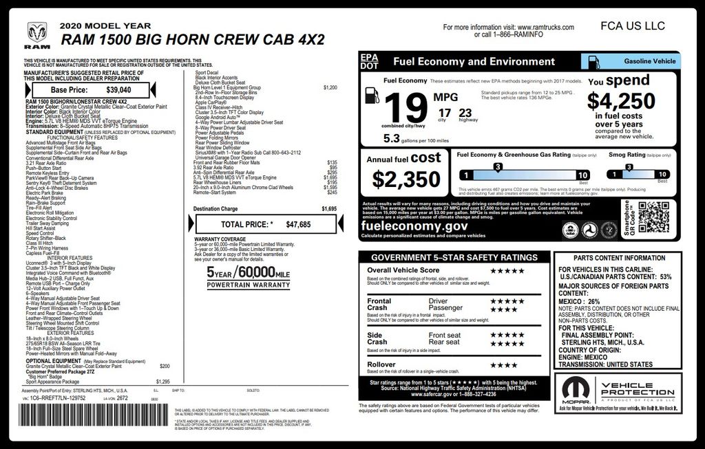 2020 Ram 1500 Big Horn/Lone Star Gray at Legacy Ford