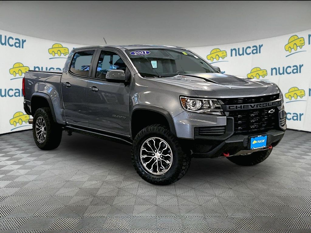 Gray (Satin Steel Metallic) 2021 Chevrolet Colorado Pickup Truck Four-Wheel Drive 6-Speed Automatic