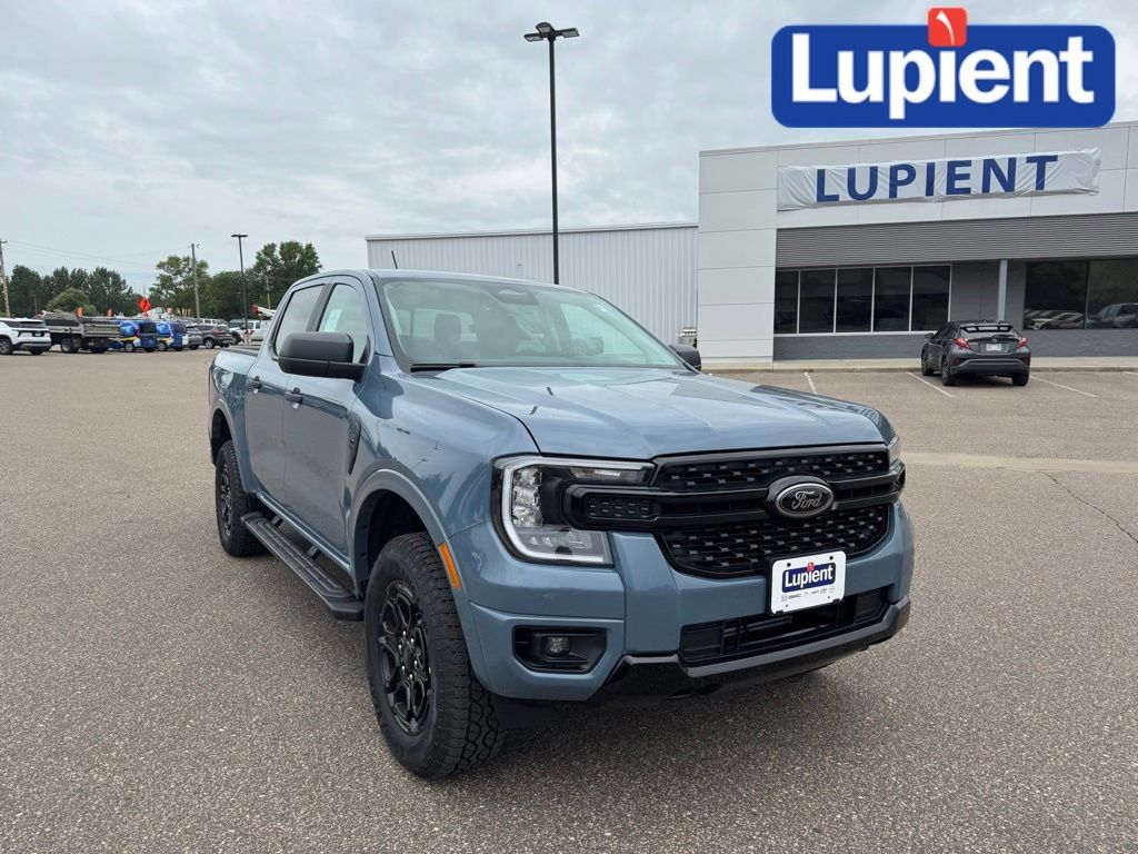 Blue (Azure Gray Metallic) 2025 Ford Ranger XLT SuperCrew 4WD Pickup Truck Four-Wheel Drive Automatic