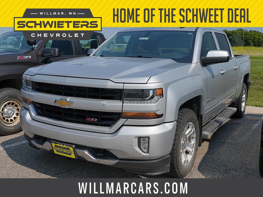 Silver Ice Metallic 2018 Chevrolet Silverado 1500 Pickup Truck Four-Wheel Drive 6-Speed Automatic Overdrive