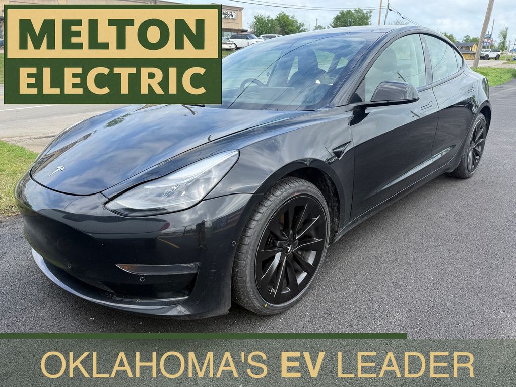 Solid Black 2022 Tesla Model 3 Long Range AWD Sedan All-Wheel Drive 1-Speed Automatic