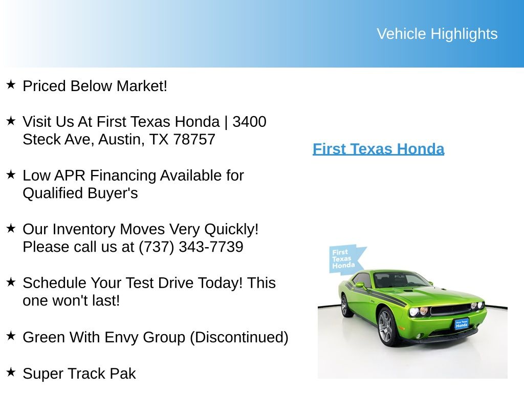 Used Car 2011 Dodge Challenger  R/t For Sale Under $20,000 In Austin, Texas