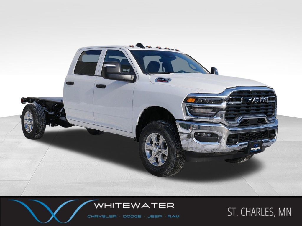 Bright White Clearcoat 2026 RAM 3500 Chassis Tradesman Crew Cab LB 4WD Pickup Truck Four-Wheel Drive 8-Speed Automatic