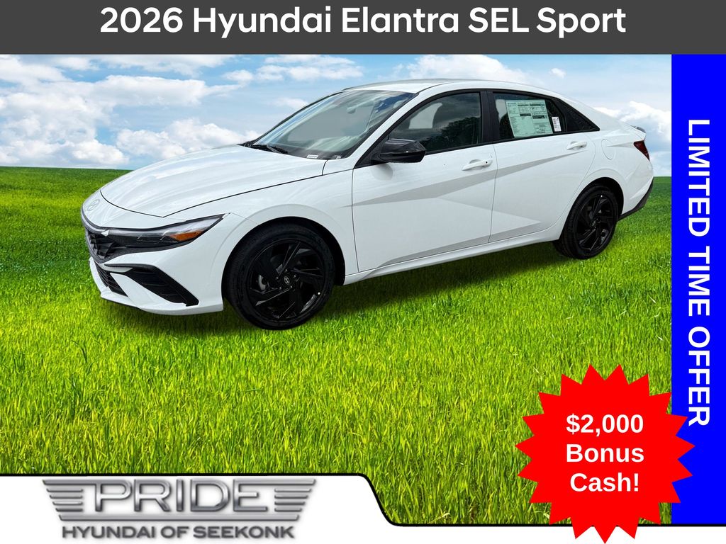 Serenity White Pearl 2026 Hyundai Elantra SEL Sport FWD Sedan Front-Wheel Drive Continuously Variable Transmission