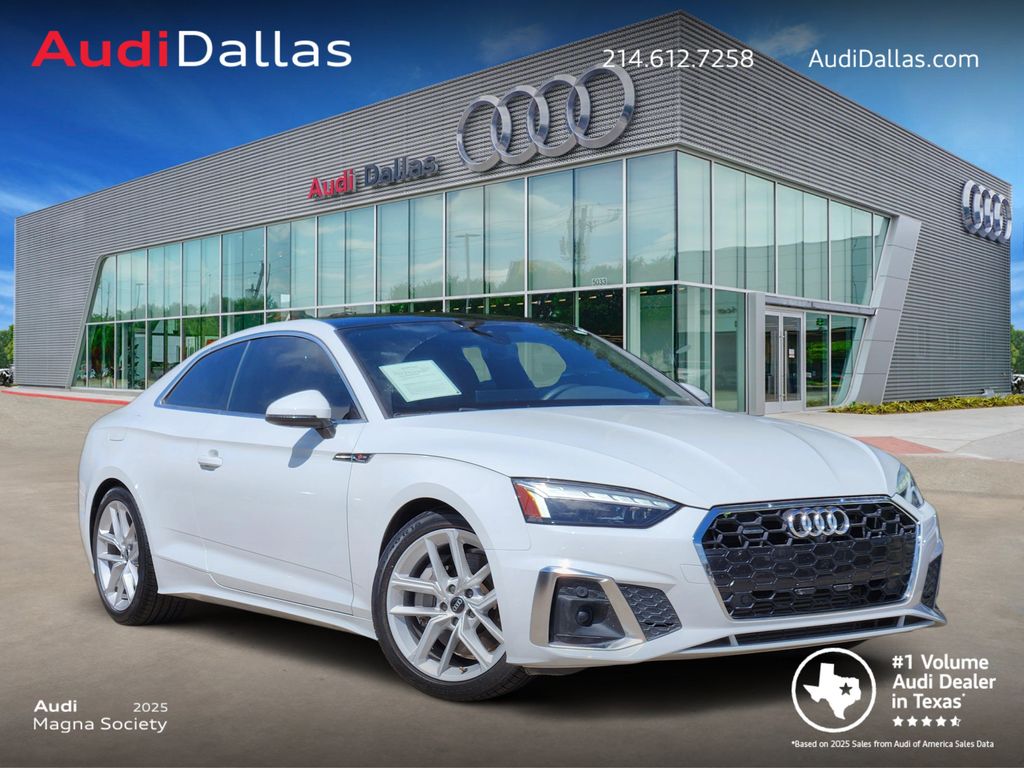 Glacier White Metallic 2023 Audi A5 Coupe All-Wheel Drive 7-Speed Automatic